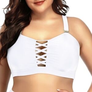 DACI TOP SWIM SIZE 18 Women's White Crisscross Bralette